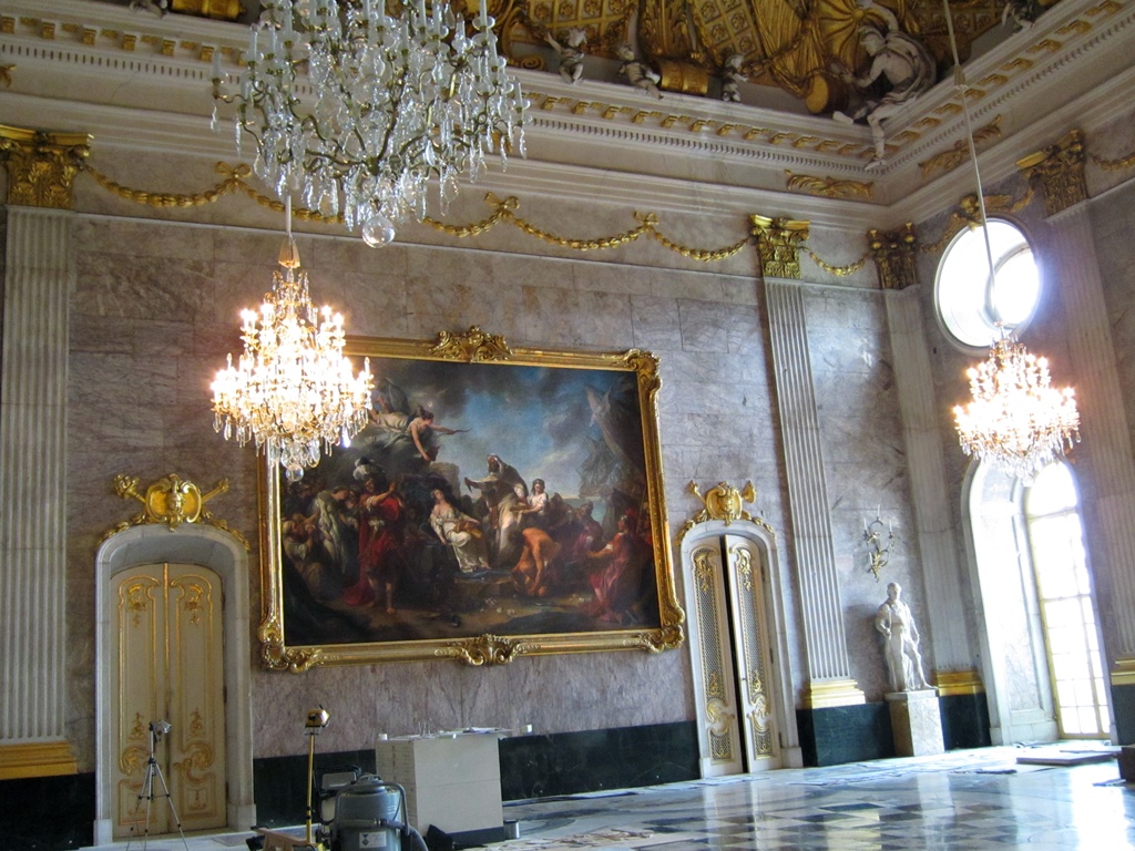Painting and Chandeliers, Marble Hall